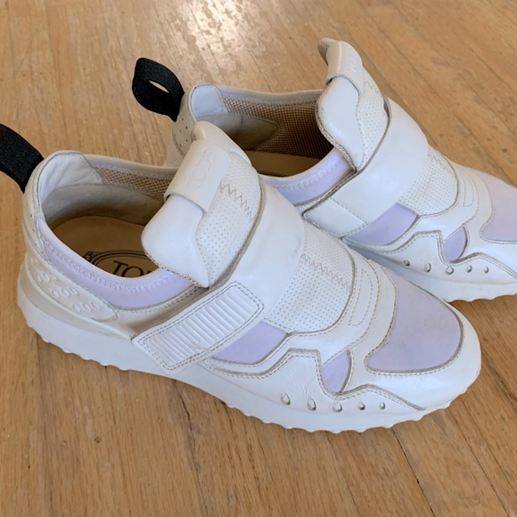 Tod’s white leather sneakers with Velcro strap, pebble chunky sole - Picture 1 of 5